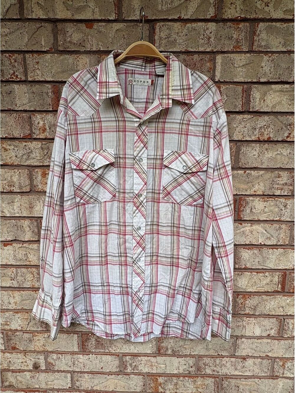 Roper Plaid Long Sleeve Pearl Snap Size L